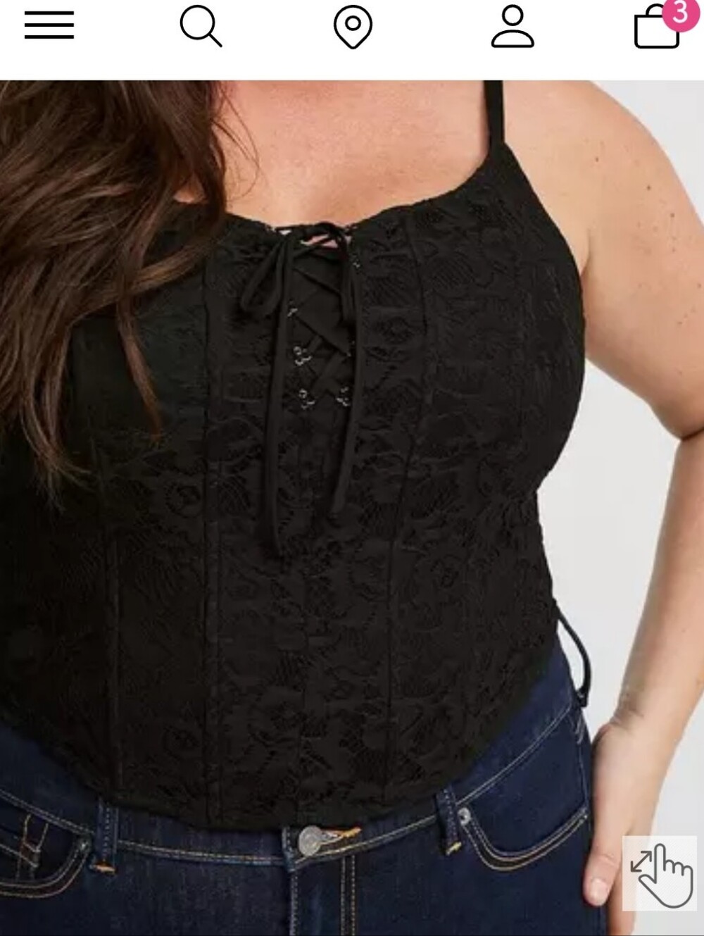 Torrid Black Lace Corset Top Size 2 (16/18)